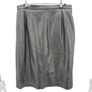 Vintage 100% Leather Pencil Skirt Large (10-ish) Black Elasticized/Zip Waist